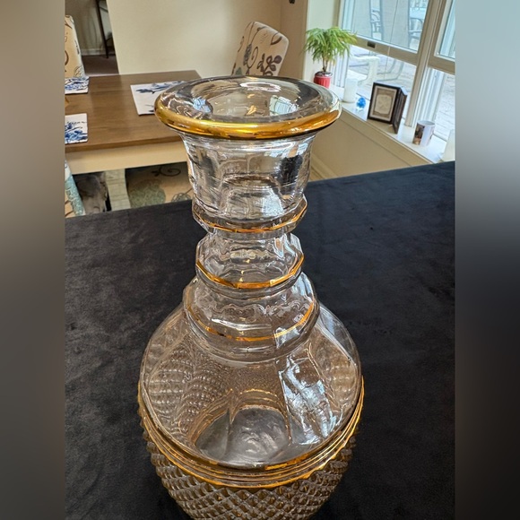 🔥🔥🔥Vintage Mid Century Modern Imperial Cambridge Glass Mt Vernon Decanter Gold - Picture 3 of 7